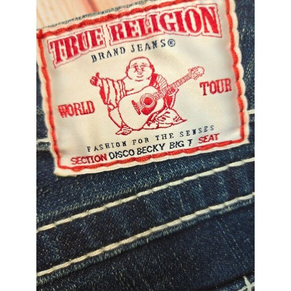 True Religion Disco Becky Big T Womens Bootcut Jeans 28 (31x31) Dark Wash USA - Picture 7 of 10